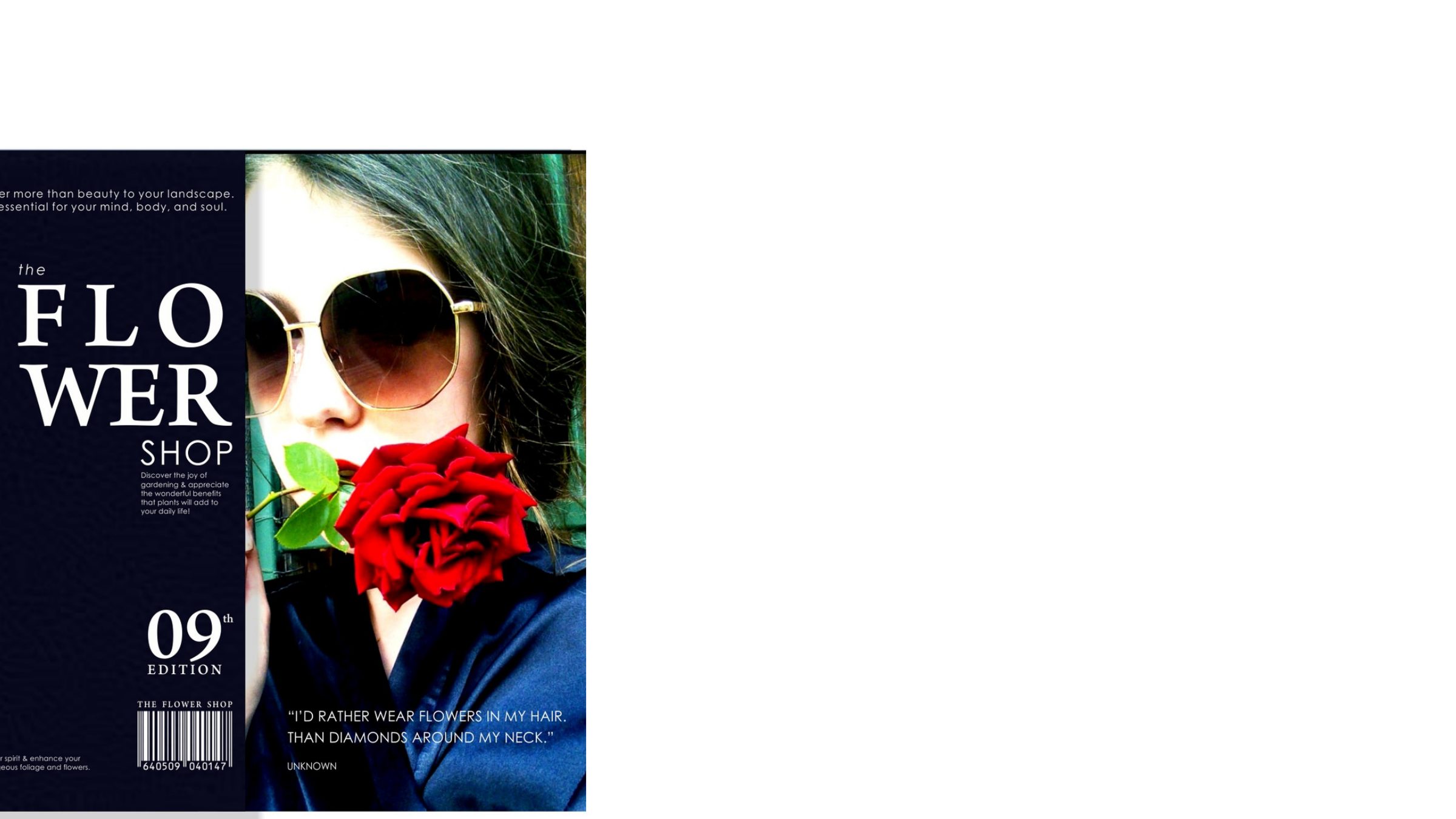 The Flower Shop magazine cover and back cover side by side.